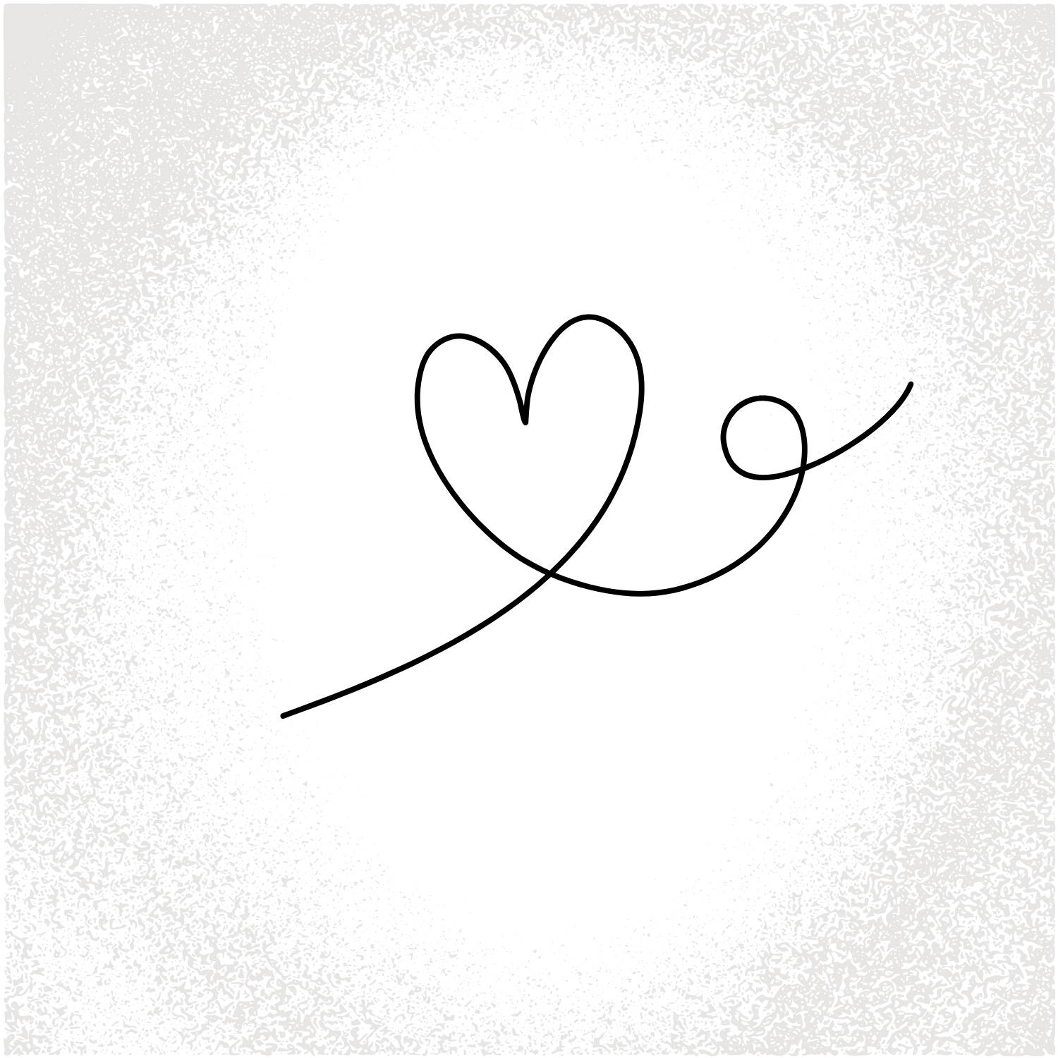 line drawn heart in vignette