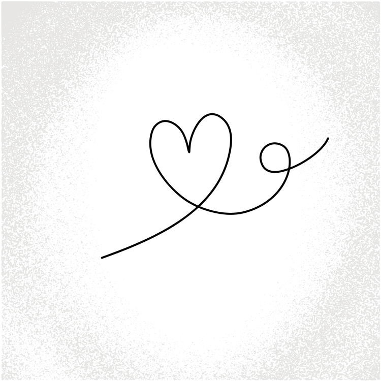 line drawn heart in vignette